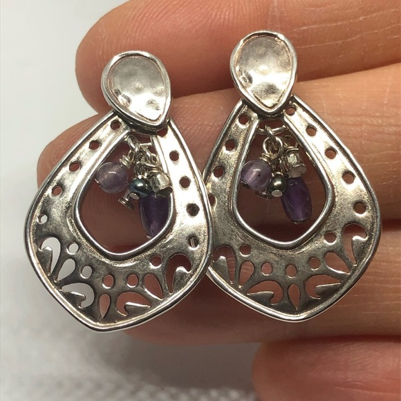 Silpada Designs Filigree Amethyst and Pearl Earrings - Picture 2 of 3